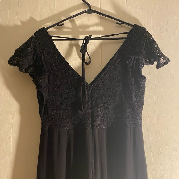 Chaps - Black Sequin Flutter Sleeve Jumpsuit - Size 8 - Picture 6 of 7